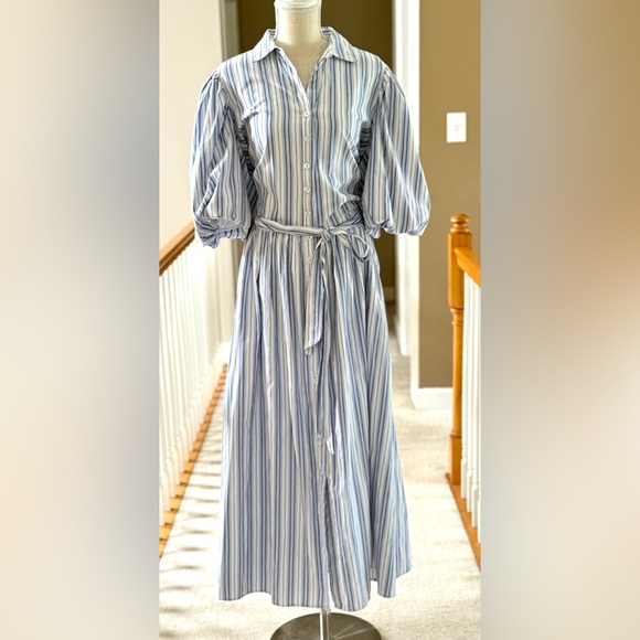 Ashley Stewart Dress Cotton Blend Belted Maxi With Pockets Size 14/16 - Picture 5 of 9